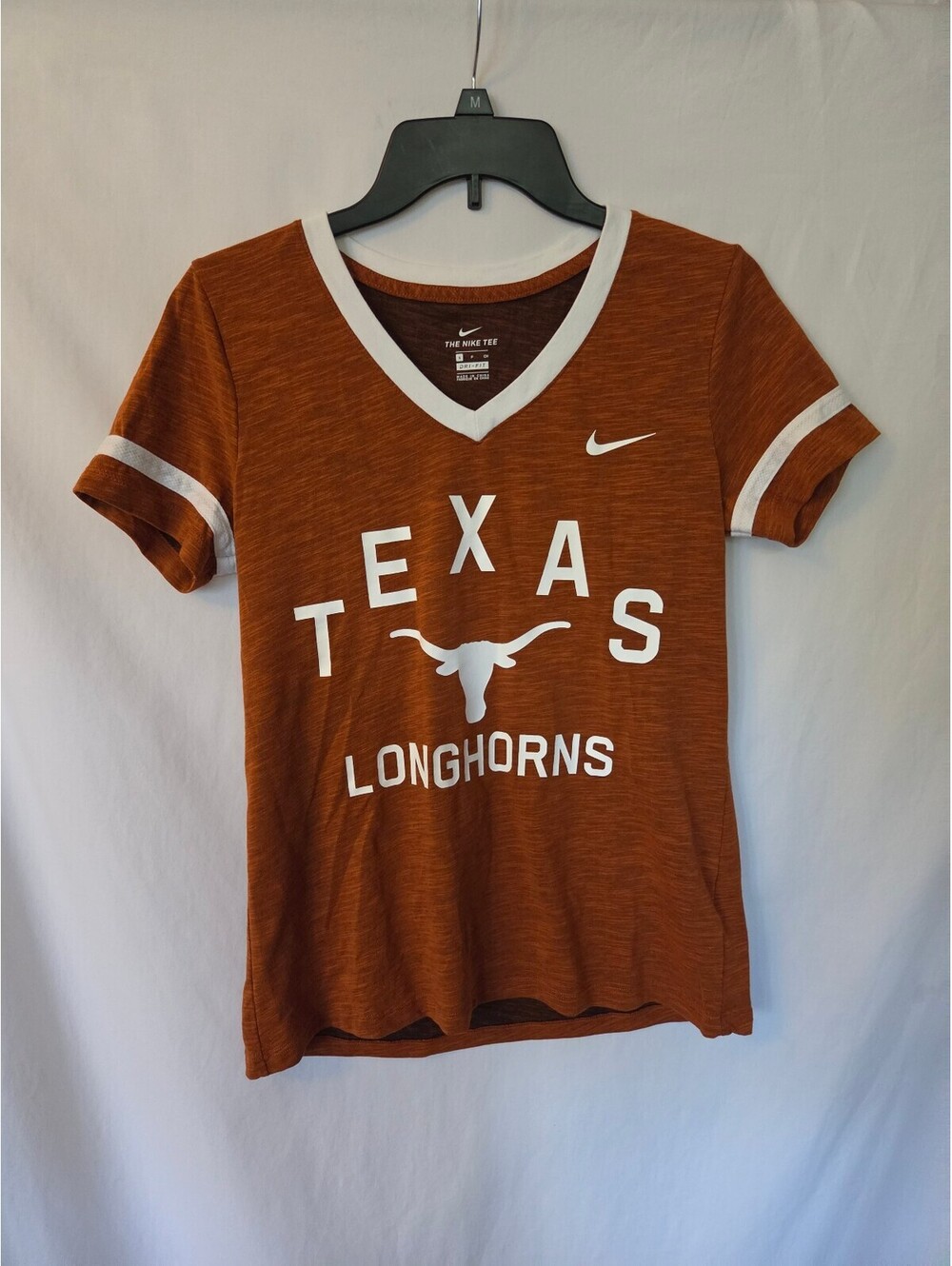 Nike Texas Longhorns Women's Small Dri-FIT V Neck T Shirt Burnt Orange NCAA